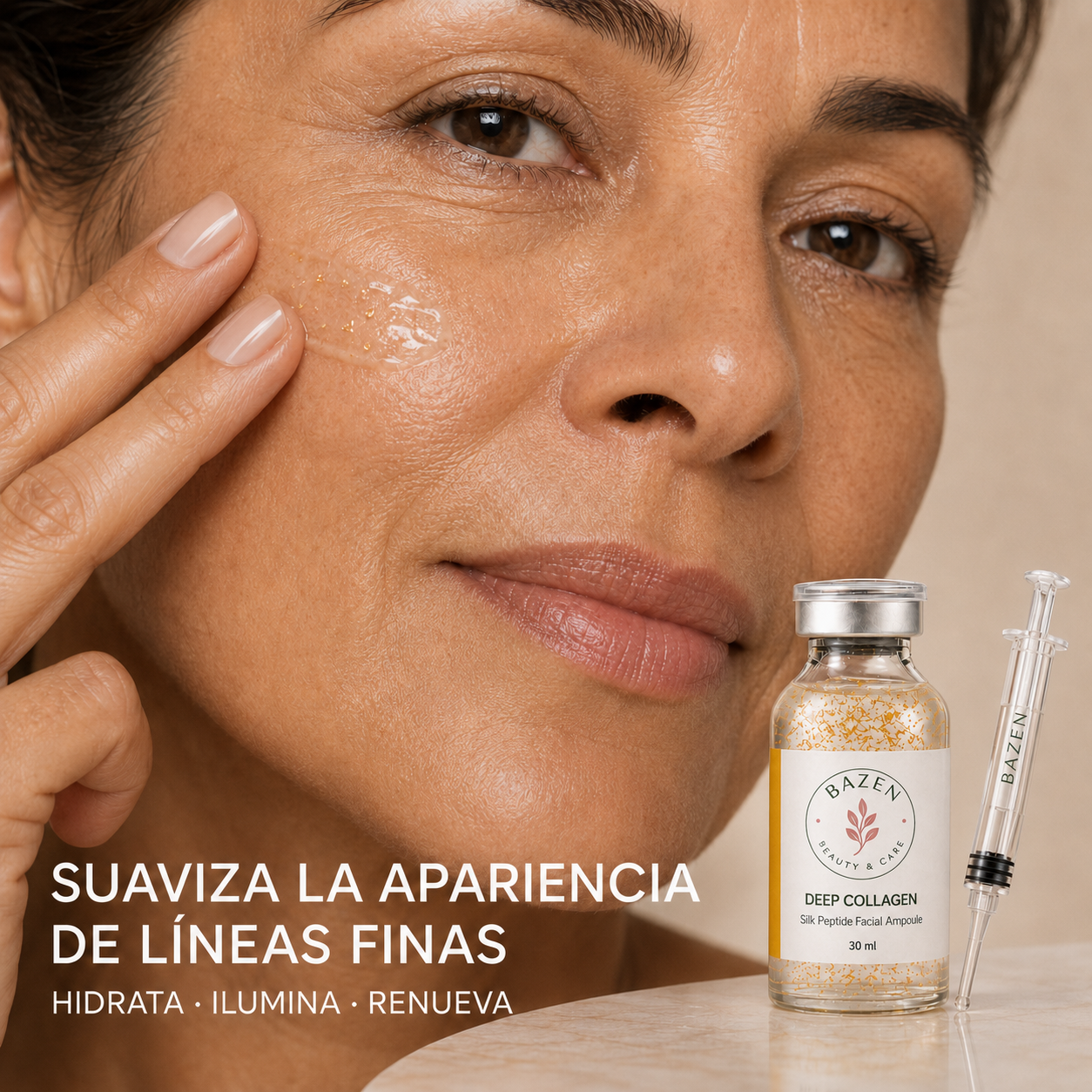 Mujer aplicando el Sérum Activador BAZEN
